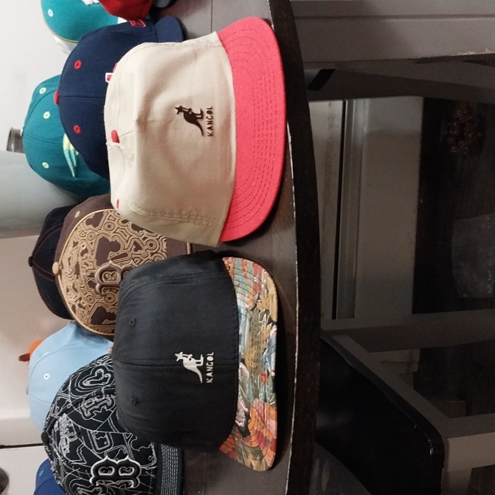 Vintage -Adult Kangol Caps - Cream and Black with Pink and Multicolor Brims